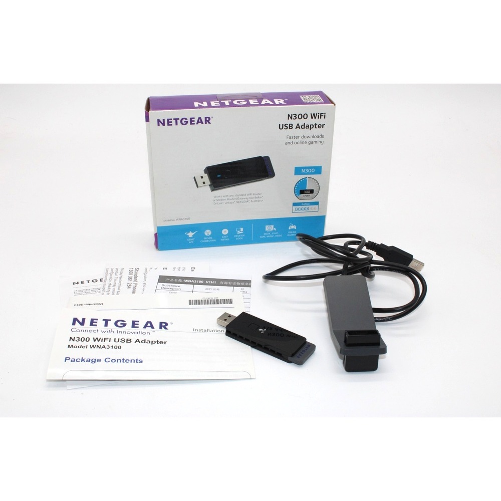 Netgear N-300 Wireless WiFi USB Adapter WNA3100 w/ Dock Cradle Stand